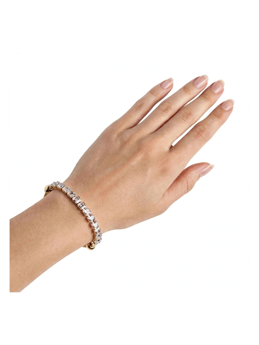 CLEAR SWAROVSKI AUSTRIAN CRYSTAL Gold Tennis Bracelet – Square Cut – Adjustable